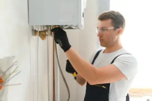 Kompetenter Installateur von Hochstern bei der professionellen Reparatur einer Gastherme in Wien.