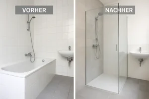 Badewanne raus Dusche rein Vorher-Nachher